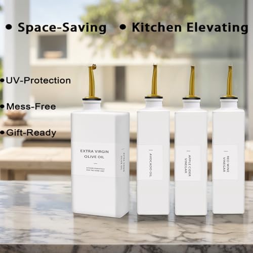 Olive Oil Dispenser Bottle for Kitchen, 16.9oz Soy Sauce Dispenser, UV Protected Oil&Vinegar Cruet Set, Soy Sauce Dispenser (Clear, Set of 2)