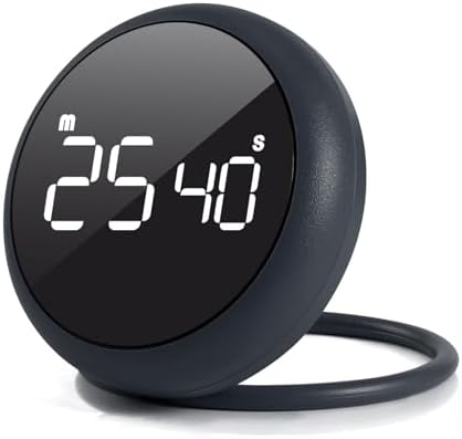 Stell Gray Quick Que Kitchen Timers, Visual timers Large LED Display Magnetic Countdown Countup Timer for Classroom Cooking Fitness Baking Studying Teaching, Easy for Kids and Seniors (Steel Gray)