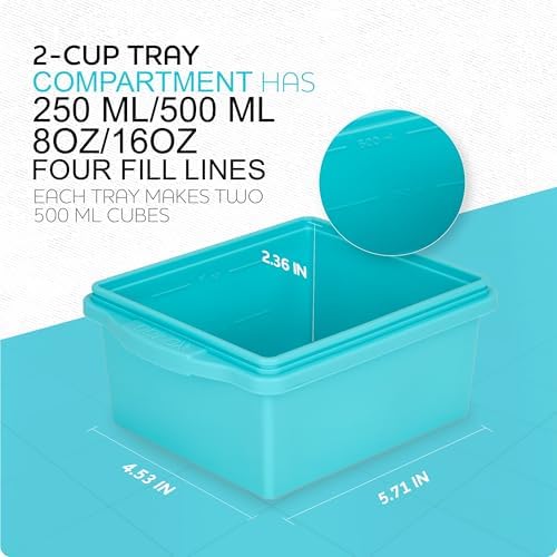 2‑Cup Silicone Freezer Trays with Lids, Silicone freezer molds, 4 Pack