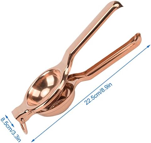 Lemon Squeezer, Stainless Steel Hand Press Manual Citrus Juicer with Ergonomic Long Handle, Fruit Press Squeezer for Juicing Oranges, Lemons & Limes(Rose Gold)