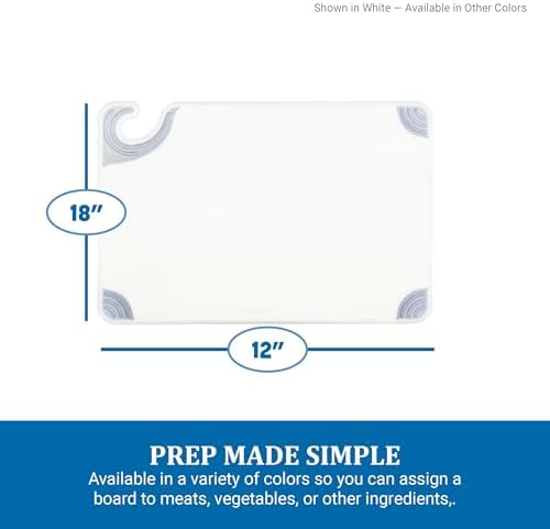 San Jamar Saf-T-Grip Plastic Cutting Board with Safety Hook, 12" x 18" x 0.5", Red