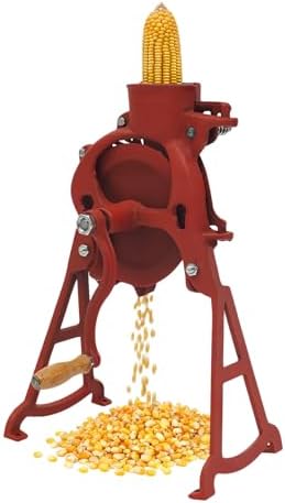 Hand Crank Dry Corn Sheller, Manual Corn Thresher, Heavy Duty Cast Iron Corns Shelling Machine, Manual Quick Corns Cob Stripper Tool for Small Farm & Household Use, Orange
