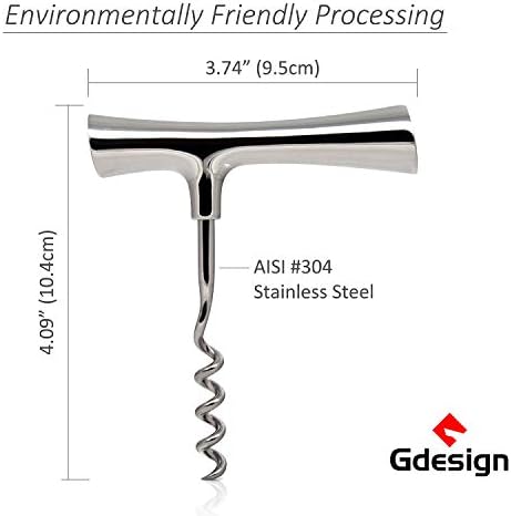 Gdesign Wine Opener, Stainless Steel Corkscrew, Winner of iF Design Award 2020, Great Gift of Choice for Wine Lovers and Bartenders
