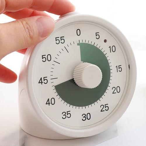 Tiempo Round 60-Minute Visual Analog Timer, Pause Function, 6 Alarm Modes, Magnetic Productivity Focus Desk Timer for Kids, ADHD, Study, Work, Kitchen, Dark Green