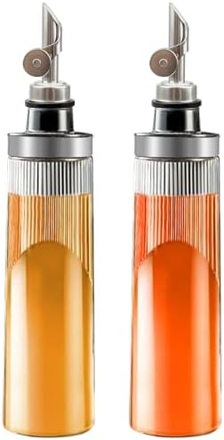 Glass Olive Oil Dispenser Bottle for Kitchen 22OZ/650ML Oil and Vinegar Dispenser with Stainless Steel Pour Spout and Labels