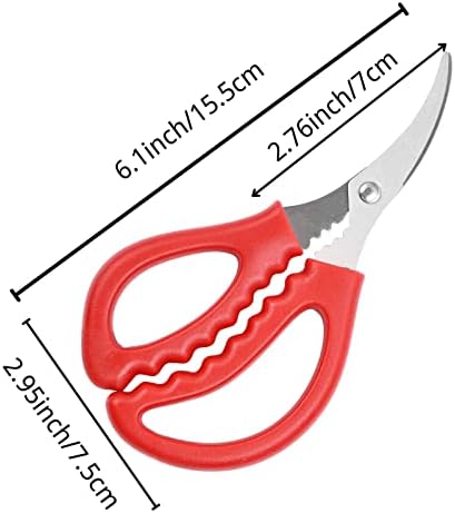 4PCS Red Seafood Scissors - Multifunctional Stainless Steel Crab Leg Crackers for Fish Lobster Shrimp