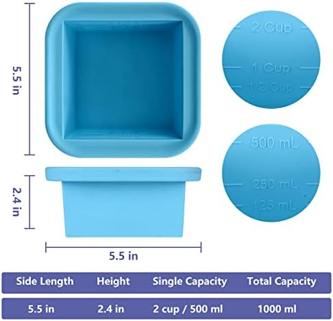 Soup Freezer Tray Silicone Freezer Tray with Lid - Easy Release Molds Containers for Food Storage & Freeze Soup, Broth, Stew or Sauce (1-Hole 4 Pack Thin)