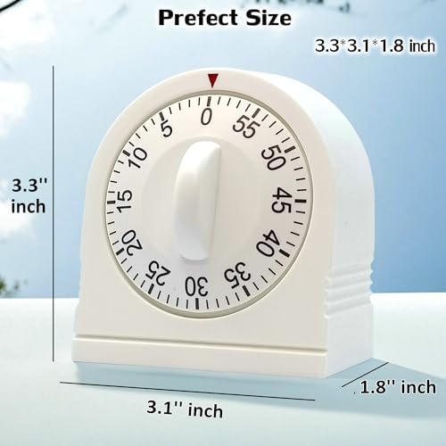 60 Minute Wind Up Timer, Visual Mechanical Timer with Loud Alarm, Manual Countdown Timers for Classroom, Home, Study and Cooking (2 Pack)