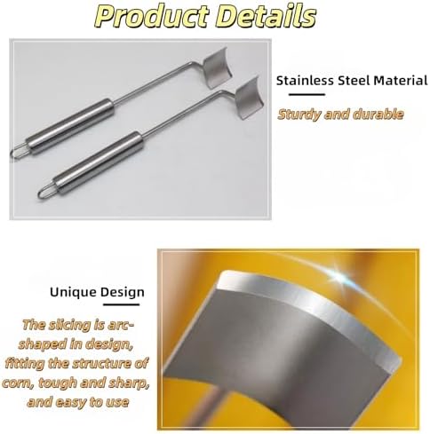 Easy Clean Corn Cob Peeler, 2025 New Corn Cob Stripper Stainless Steel Corn Shovel Corn Stripping Tool - Upgrade Fresh Corn Kernel Remover Shovel Cutter for Kitchen Household Use (3)