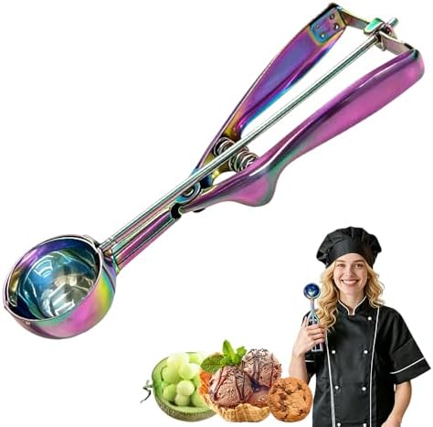 Ice Cream Scoop with Trigger Release, 304 Stainless Steel Cookie Scoops for Baking & Food Prep, Easy to Clean Dishwasher Safe Scooper for Ice Cream, Cookie Dough, Fruit and Meatballs（Colorful M)