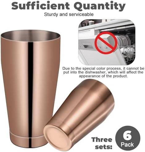 Sabary 6 Pcs Shakers Bartending Boston Cocktail Shaker, Bronze