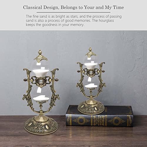 Vintage Embossed Hourglass Sand Timer Decor,360° Rotating 15 Min