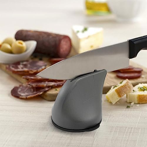YUZE Knife Sharpener - Kitchen Knife Sharpeners - Pocket Knife Sharpener - Manual Blade Sharpener (Graphite)