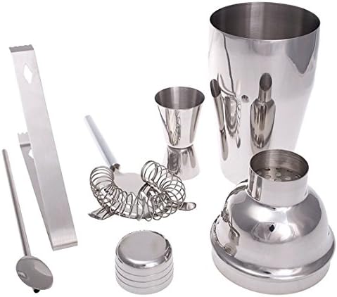Gifts Infinity® 5 Piece Stainless Steel Bar Set - 18.5 oz Martini & Cocktail Shaker, Stirrer, Strainer, Double Jigger, and Ice Tongs. (3)