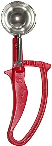 Tiger Chef 1 1/3-Oz. Red Easy Grip Left & Right Ergonomic Squeeze Handle Ice Cream Scooper, All-purpose Stainless Steel Dishers For Ice Cream, Cookie Dough, Meat Balls, Rice, etc. NSF Certified
