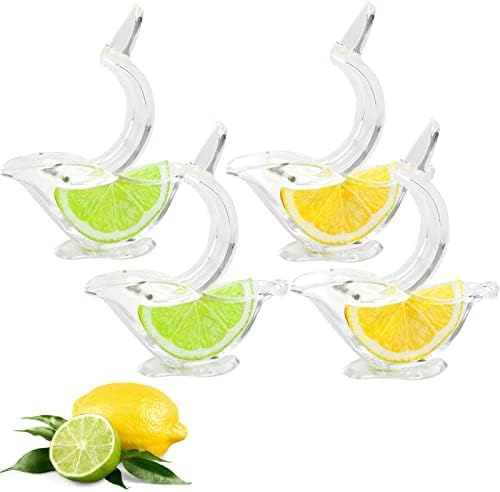 HNQH Manual Lemon Juicer, Acrylic Manual Lemon Slice Squeezer, Portable Transparent Fruit Juicer, Elegance Bird Shape, Hand Juicer for Orange Lemon Lime Pomegranate (4 Pack) (4 Pack)
