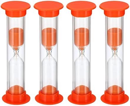PATIKIL 3 Minute Sand Timer, 4Pcs Small Sandy Clock with Plastic Cover, Count Down Sand Glass for Games, Kitchen, Party Favors DIY Decoration, Orange