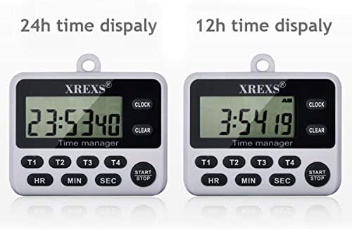 XREXS 4 Channel Digital Kitchen Timer Clock with Large LCD Display