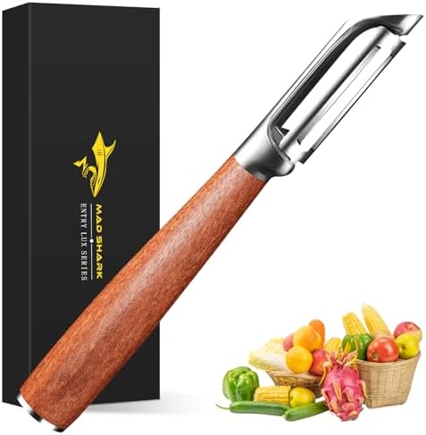 MAD SHARK Peels Smoothly Wooden Vegetable Peeler for Kitchen
