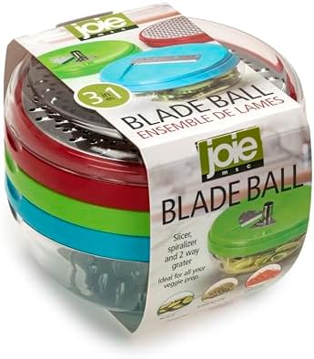 Joie 3 in 1 Prep Blade Ball to Slice, Spiralize, and Grate Veggies, Stainless Steel, 1 Count