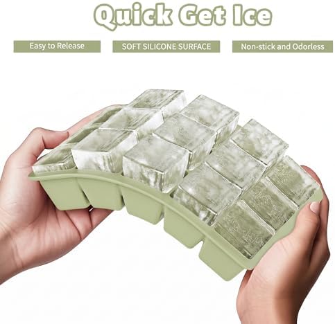 Silicone Ice Cube Tray 2 Pack - EASY RELEASE ice cube tray with lid, BPA Free Ice Cubes Trays for Freezer,ice cube mold for Cocktail,Whiskey (Green)