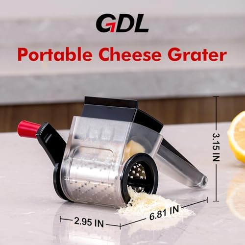 GDL Rotary Parmesan cheese Grater, Cheese Grater Shredder Hand Crank