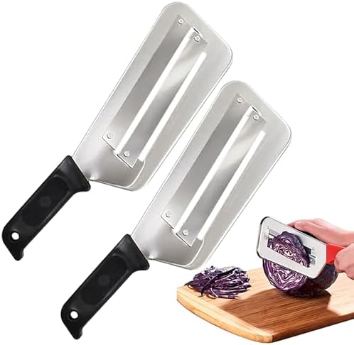Stainless Steel Shredder Knife, Double-Layer Slicer Multifunctional Vegetable Cutter Cabbage Slicer shredder, Sharp Blades Durable Julienne Cutter, Easy to Clean Stainless Steel Grater (Black, 2pcs)