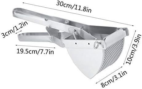 Fdit Potato Ricer Masher Press, Stainless Steel Manual Food Press for Kitchen Home Arc Shape Plate Easy Disassemble Smooth Mashed Potato Garlic Fruit Lemon Juice Maker 1 Piece