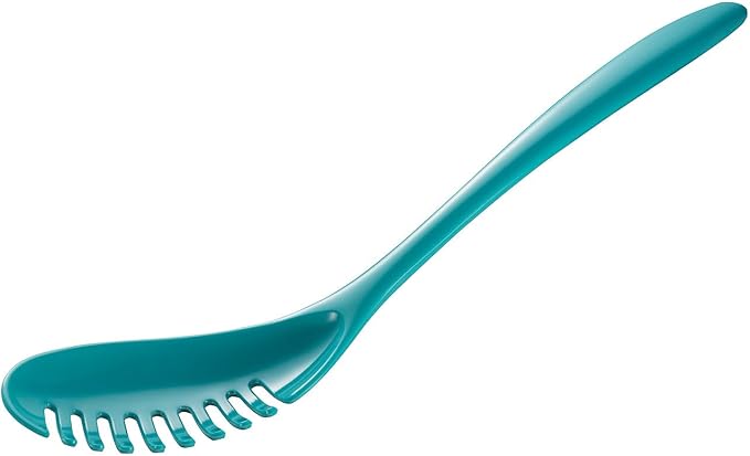 Gourmac 12-Inch Melamine Pasta Server Spaghetti Fork & Strainer, Turquoise