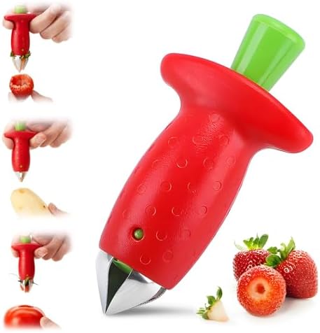 stainless steel fruit strawberry corer stem remover picker huller tool;kitchen gadgets (1)
