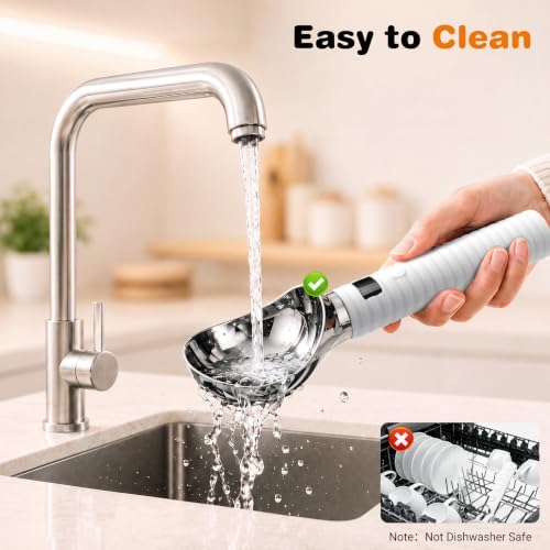 Heated Ice Cream Scoop Rechargeable, with LED Display Screen(White)