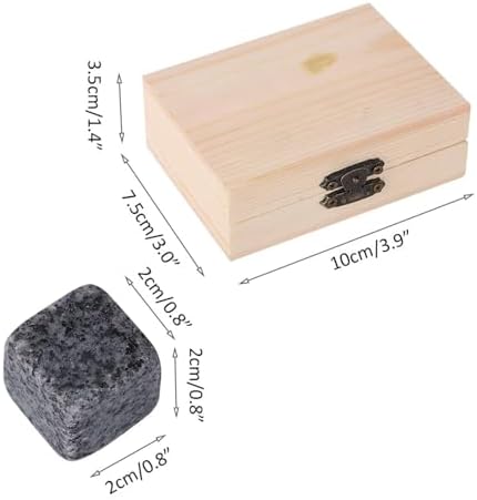 Whiskey Stones Gift Set with 9 Pcs Stones and Box, Reusable Ice Cubes Natural Granite Set Chilling Rocks Stones Beverage Chilling Stones for Drinks Home Bartender Gift for Whiskey Lovers (Gray)