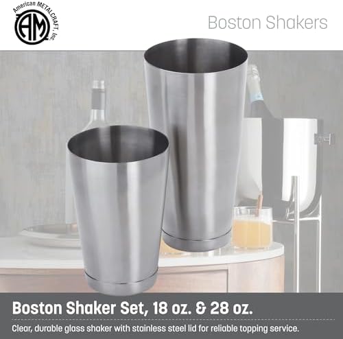 American Metalcraft BSSET Boston Shaker Set, Stainless Steel, Weighted, 18 oz. and 28 oz.
