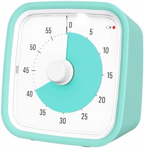Visual Timer for Kids and Adult, 60-min Countdown Timer, LightCyan