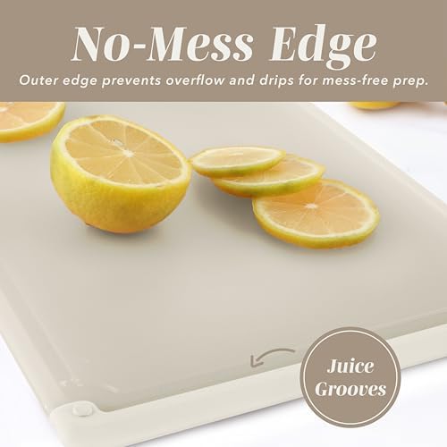 COOK WITH COLOR Extra Large Cutting Board Set, Jumbo-Sized Boards with Rubber Border for Enhanced Cooking Experience, 3-Piece, Brown