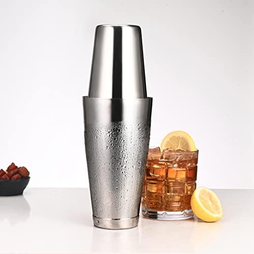 Boston Cocktail Shaker Set, Weighted 28oz Unweighted 18oz Shaker Tins, 304 Stainless Steel Leak-Proof Drink Mixer Cup, Metal Bartender Tools for Home Bar & Commercial, Silver