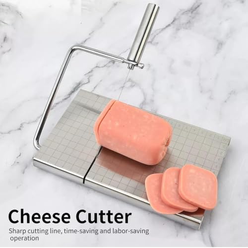 Stainless Steel Cheese Cutting Board With Wire Cheese Slicer Cutter