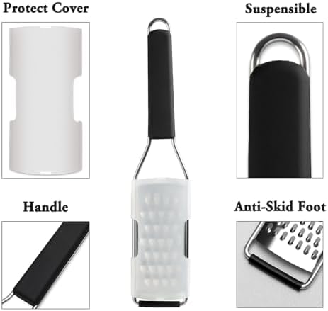 Cheese Grater Vegetable Shredder & Citrus Zester Lemon Zester for Parmesan Cheese, Vegetables, Zucchini, Nutmeg, Chocolate, Lemons, Hand Held Shredder Graters Stainless Steel Extra Coarse Blade