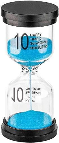 Hourglass Sand Timer 10 Minutes: Plastic Sand Clock 10 Minutes, Large Blue Sand Watch 10 Min, Colorful Hour Glass Sandglass Timer for Kids, Games, Classroom, Kitchen, Decorative