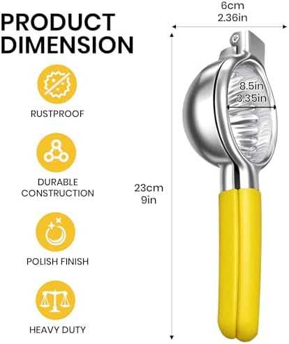 Stainless Steel Lemon Squeezer,Large Manual Citrus Juicer,Free Brush