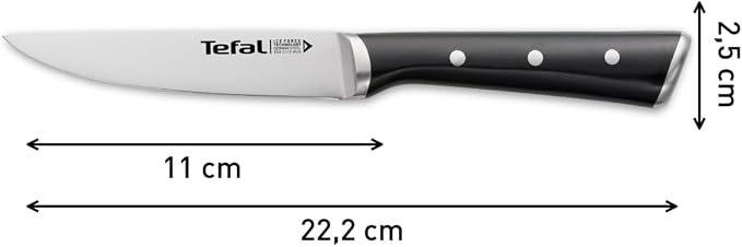Tefal Ice Force 11cm Black Household Knife, Kitchen Knife, German Stainless Steel Blade, Durable Cutting and Sharp Performance, 10 Year Warranty K2320914