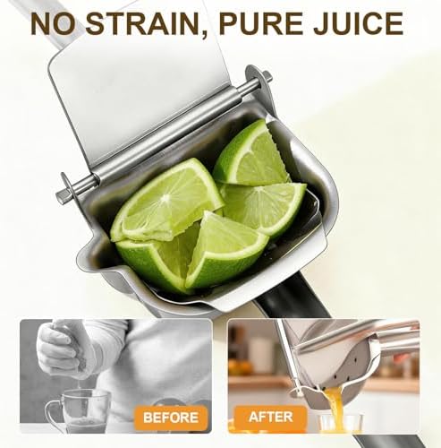 Premium Stainless Steel Manual Juicer - Heavy Duty Citrus Press & Fruit Lemon Squeezer, Effortless Hand Juicer for Oranges, Pomegranates & More, Dishwasher Safe