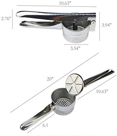 FixtureDisplays® Professional Stainless Steel Potato Ricer, Babyfood Masher with 3 Ricing Discs for Coarse & Fine Ricing Great Potato Press 15364