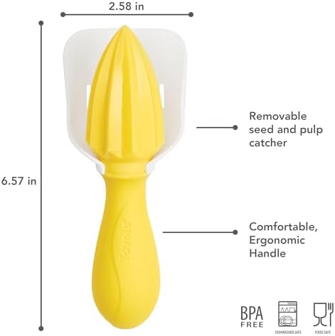Tovolo Citrus Reamer Juicer with Seed Catcher Manual Fruit Juicer for Lemons Limes Oranges Tangerines Pomegranates, Dishwasher Safe BPA Free Plastic Handheld Fruit Juice Citrus Reamer Kitchen Tool