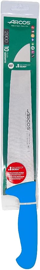 Arcos Butcher Knife 10 Inch Nitrum Stainless Steel and 250 mm blade. Professional Cooking Knife For Cutting Meat, Fish and Vegetables. Ergonomic Polyoxymethylene Handle. Series 2900. Color Blue