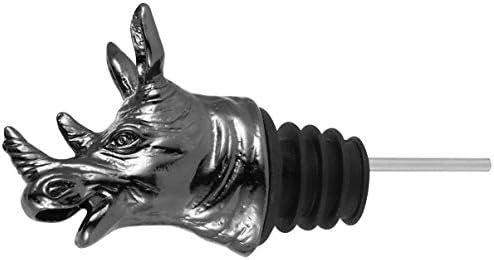 Cabilock Metal Wine Pourer Rhino Head Wine Aerator Pourer Wine Saver Pourer Lion Head Wine Bottle Pourer Metal Wine Bottle Stopper Champagne Vacuum Sealed Dust Caps Black