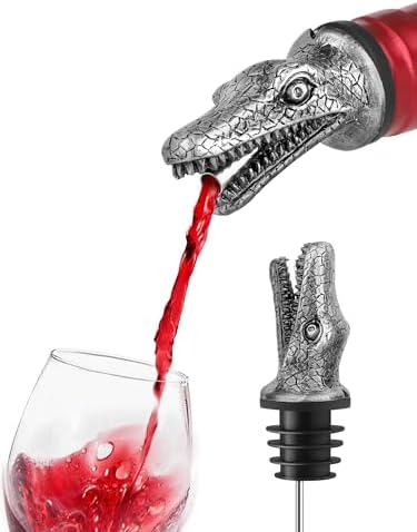 Animal Wine Pourer Spout, Drip Free Bottle Pourer & Stopper for Wine and Liquor Bottles, Funny Gift for Men, Dad, Hostess and Housewarming, Bar Cart Accessory for Holiday Party Decor, Multiple Animal