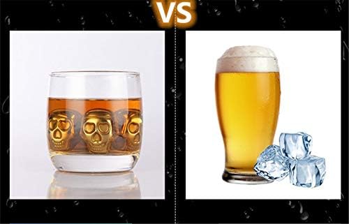 Stainless Steel Skull Shaped Whiskey Stones Set Reusable Chilling Rocks Ice Stones Gift for Whiskey Lovers