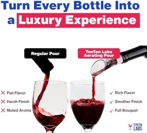 TenTen Labs Wine Aerator Pourer (2-Pack), Decanter Spout, Rose Gold