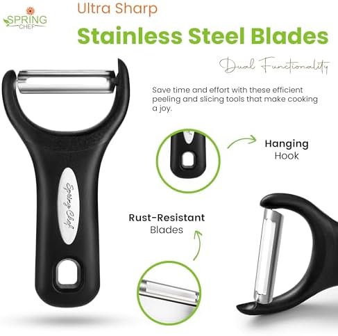 Spring Chef Stainless Steel Y Shaped Vegetable Peeler for Kitchen - Black